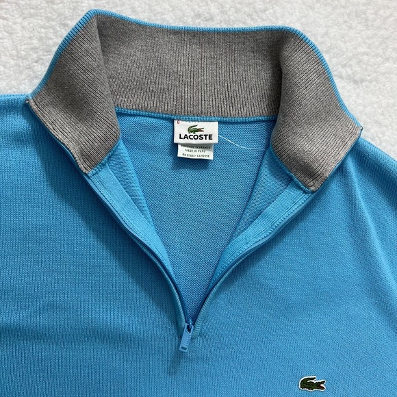 Lacoste Sweater 1/4 Zip Pullover 100% Cotton Blue Men's US Size XL VTG NWT - Picture 9 of 14